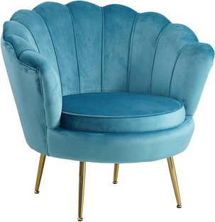 SalesFever Muschelsessel aus Samt in Blau und Gold mit Armlehnen, Höhe: 78 cm - Bild 1