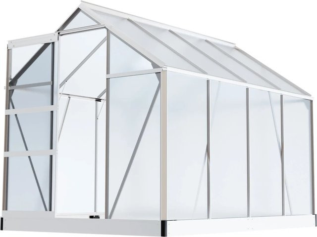 Garmio Gewächshaus Neapel Alu-Frühbeet in Weiß mit Polycarbonat-Dach und 2 Dachfenstern B/T/H: 250 x 190 x 195 cm - Bild 1