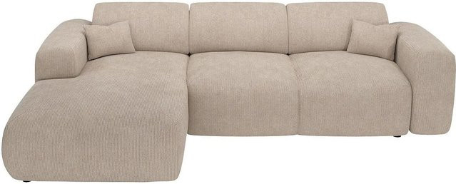 Maison Céphy Schlafsofa Pogni in Beige mit L-Form und Cord-Stoff, Breite: 283 cm - Bild 1