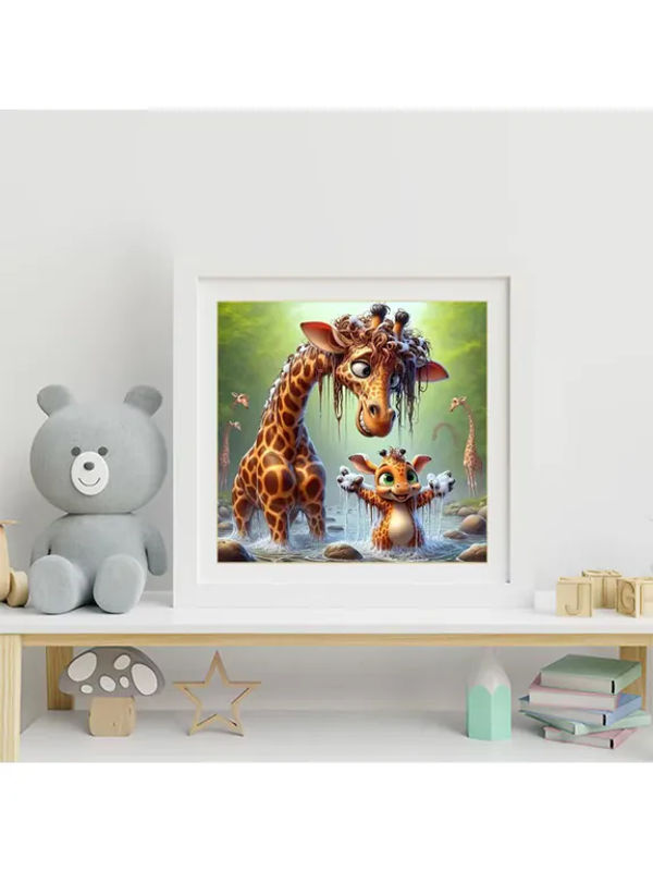 Momoart 5D DIY Diamant-Mosaik Giraffe Cartoon Bastelset als mehrfarbige Strass Diamantmalerei zur Heimdekoration - Bild 4