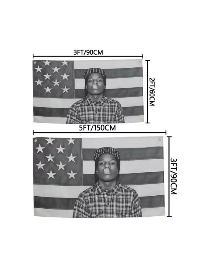A$AP Rocky Flagge Musik Poster in Schwarz-Weiß für dein Zimmer als ästhetische Wanddeko - Bild 3