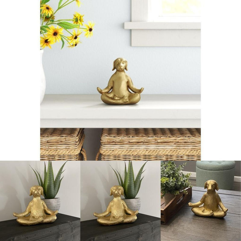 Dekorative Yoga-Hund Figur aus Kunstharz in Gold von NobleRot für moderne Innenräume - Bild 6