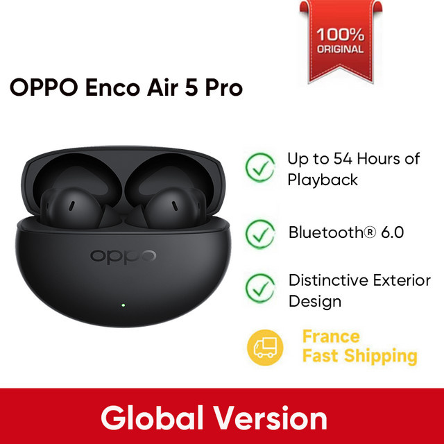 OPPO Enco Air 5 Pro TWS Wireless Bluetooth 6.0 Kopfhörer mit 55 dB aktiver Geräuschunterdrückung und LHDC 5.0 in Schwarz - Bild 1