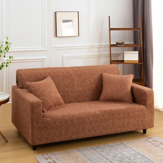 Elastischer Sofabezug von Your Warm Home in Braun mit Blumenmuster, rutschfester Stretch-Couchbezug aus Spandex, XL (Breite: 235-300 cm) - Bild 1