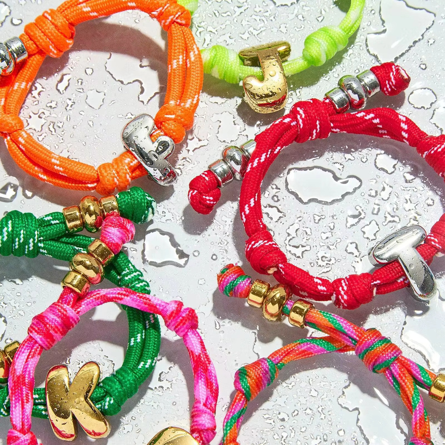 Armband, bunt, gewebtes Seil, Perle, Buchstaben, Unisex - Bild 2
