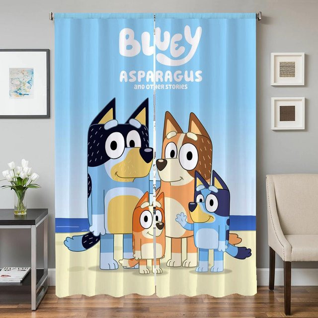 2er-Set Verdunklungsvorhänge für Wohnzimmer und Schlafzimmer, Farbe Blau, B: 50 cm, H: 70 cm - Bild 1