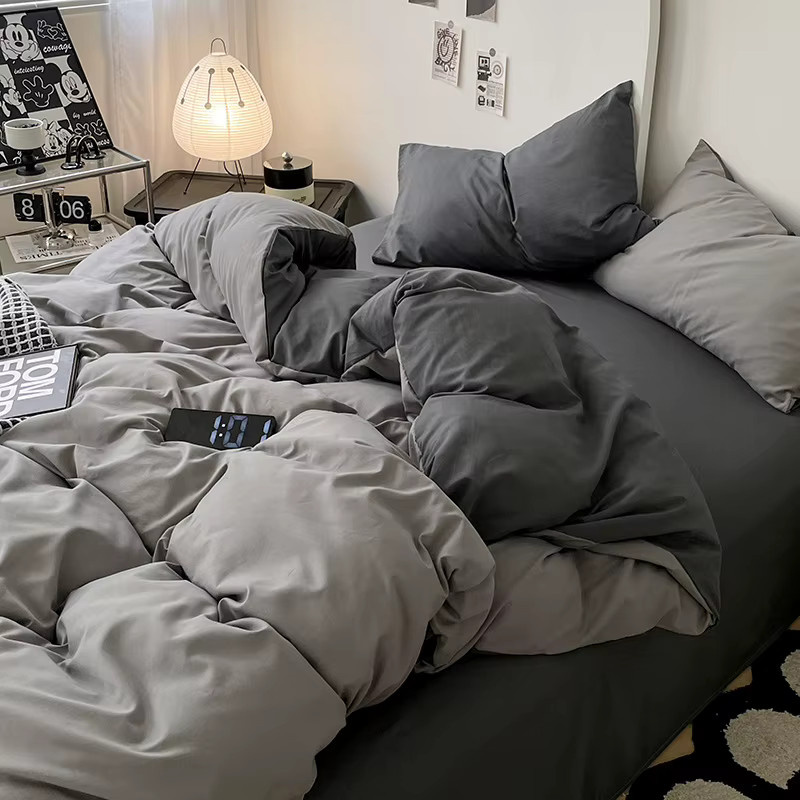 NUOYING Bettbezug für Einzelbetten in Grau, minimalistisches Design und weiches Material - Bild 2