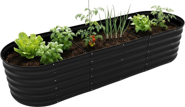 Relaxdays Hochbeet aus Metall in Schwarz, Halbrund, B/T/H: 200 x 45 x 60 cm - Bild 1