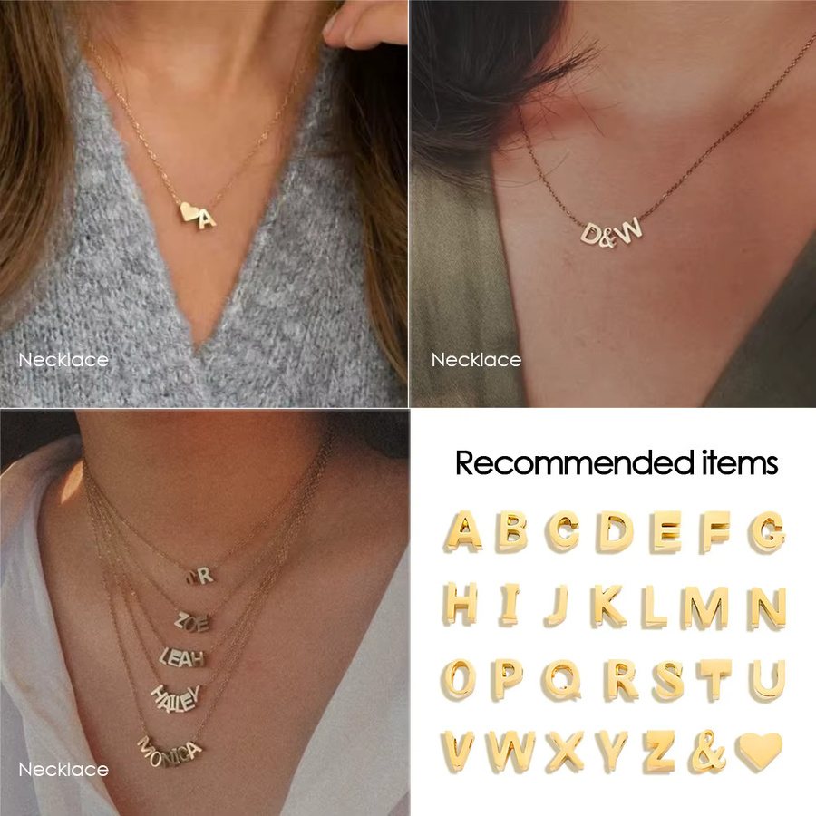 EManco 26-Buchstaben-Anhänger, Edelstahl, Gold, Unisex - Bild 3