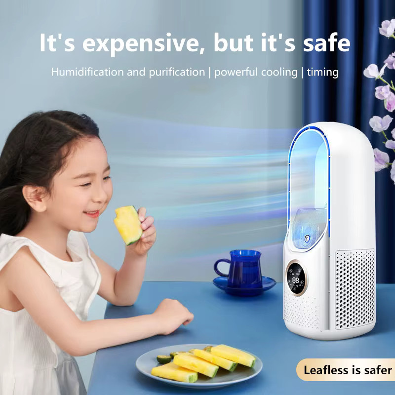 Sarmocare Tragbarer USB-Luftkühler in Blau mit 6 Geschwindigkeitsstufen, Timer und Luftbefeuchter-Funktion - Bild 3