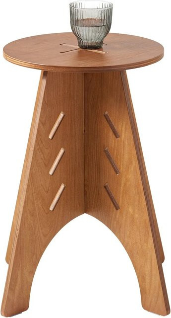 SoBuy Beistelltisch HFBT01-K-BR in Braun mit Zapfenverbindungen, runder Couchtisch und Nachttisch aus Holz, B/T/H: 30,5 x 30,5 x 48,5 cm - Bild 1