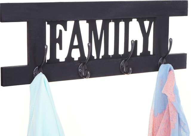 Wandgarderobe MCW C60 Family aus Paulowniaholz im Shabby-Look Vintage, Farbe: Grau, B/H: 60 x 21 cm - Bild 1