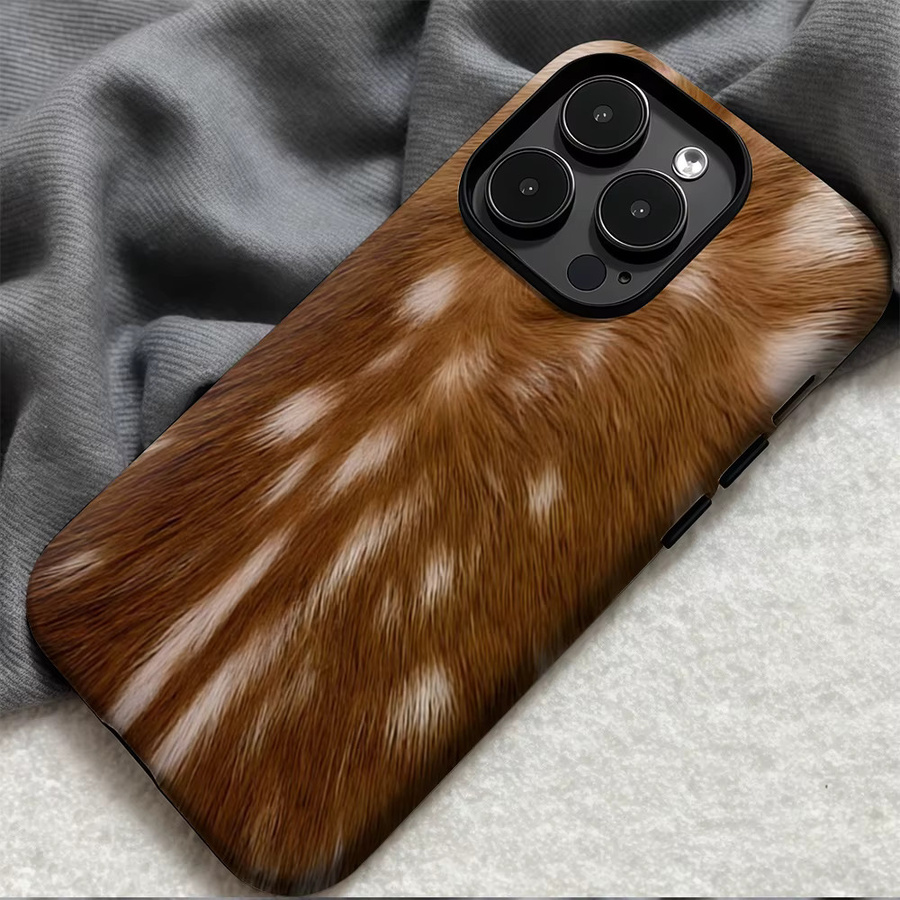 Potdemiel Handyhülle Amber Fur Streak für iPhone 17 16 15 14 13 12 11 Pro Max Plus in Braun mit doppelschichtiger Rückseite - Bild 5