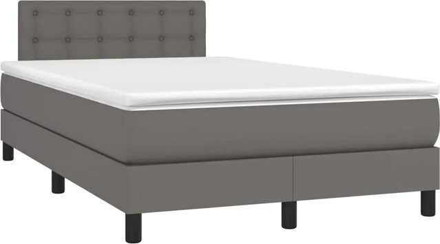 vidaXL Boxspringbett mit Matratze in Grau, Hybridbett mit LED-Unterbettbeleuchtung und USB-Anschluss, B/T: 120 x 200 cm - Bild 1