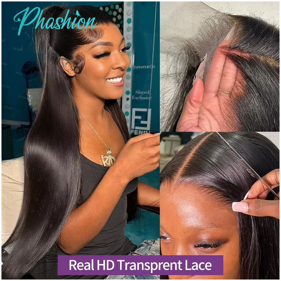 Phashion Lace Frontal Hair Extension, 28 Zoll, Straight, Natural Black, 100 % Echthaar - Bild 6