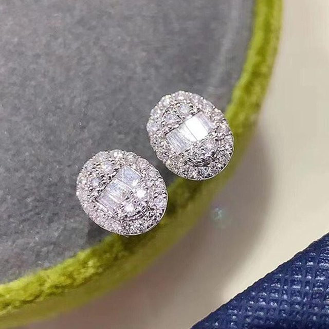 YIRAN Jewelry Ohrstecker, Silber, Kupfer, Zirkonia, Damen, grau - Bild 1