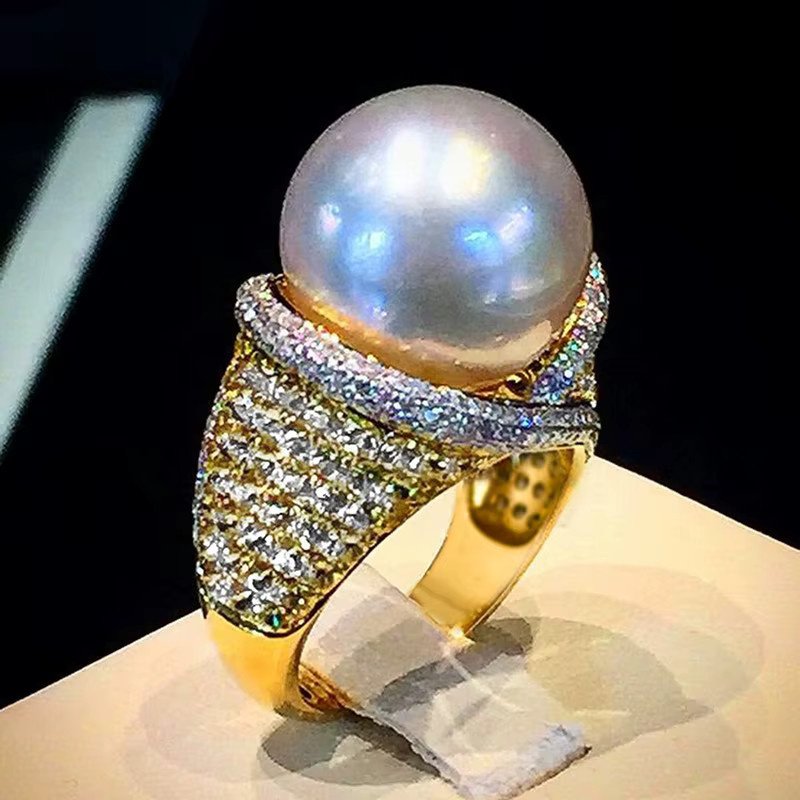 Huitan Damenring, Bicolor, Perle, Zirkonia - Bild 2