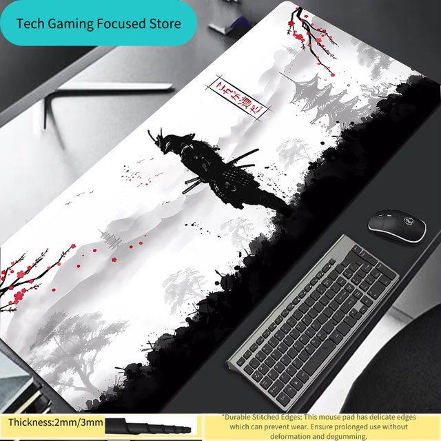 Potdemiel Samurai Warrior Gamer Mousepad in Schwarz und Multicolour für PC und Laptop - Bild 1