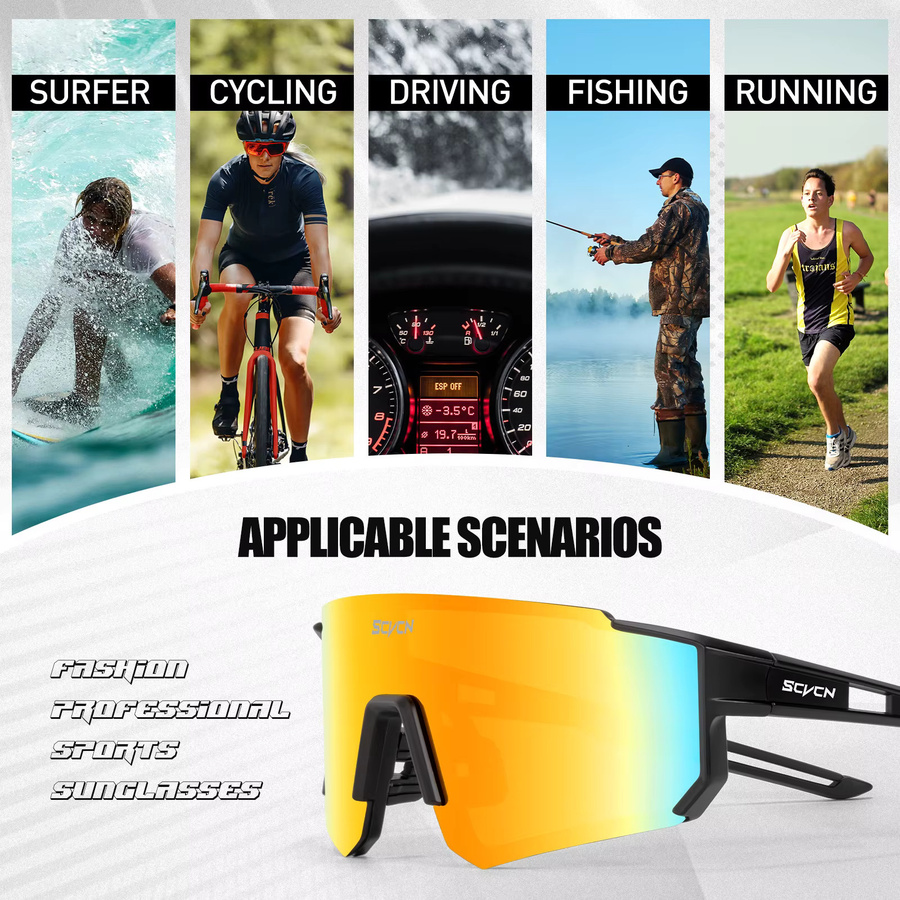 SCVCN Sportsonnenbrille, Unisex, Vollrand, Kunststoff - Bild 2