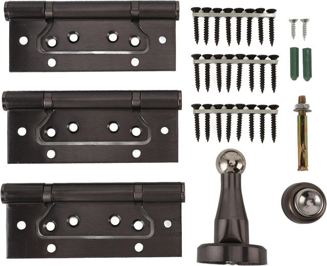 OutsideWorld 5-Zoll-Türscharnier-Set aus Stahl mit magnetischem Türstopper in Grau und Schwarz - Bild 1