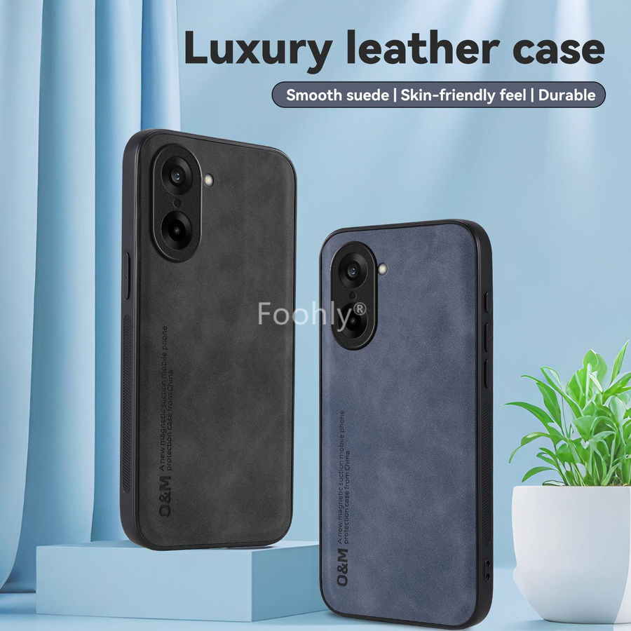 Magnetische Nubuk-Lederhülle für OnePlus Nord CE 5, stoßfeste Schutzhülle Rückschale - Bild 3