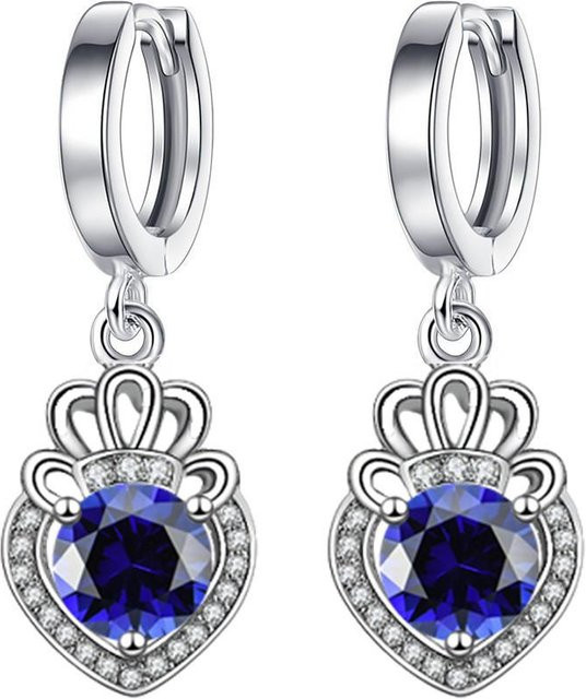 YIRAN Jewelry Ohrringe, Herzförmig, Kupfer, gray, Zirkonia, Saphir, Damen - Bild 1