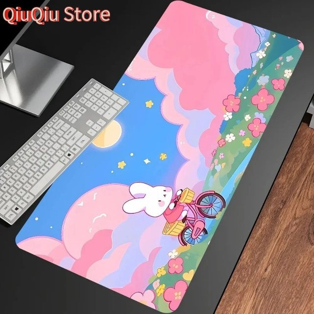 Potdemiel Gaming Mousepad mit niedlichem Kaninchen Anime Design in Rosa für PC und Büro - Bild 1