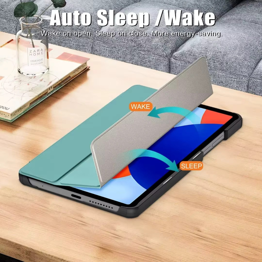 Magnetische Trifold Schutzhülle aus PU-Leder für Xiaomi Redmi Pad SE 2024 8,7 Zoll in Blau - Bild 2