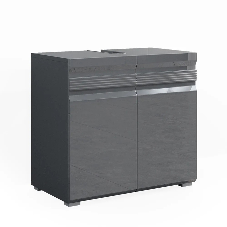 Vicco Waschbeckenunterschrank Freddy Badschrank in Anthrazit Hochglanz B: 60 cm, T: 56 cm, H: 34 cm - Bild 2