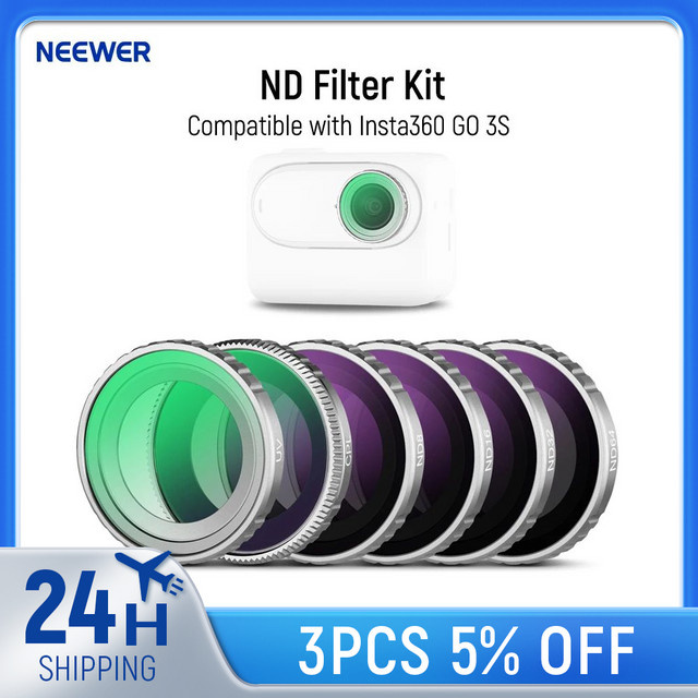 Neewer ND-Filter-Set kompatibel mit Insta360 GO 3S inklusive UV- und CPL-Filtern (ND8, ND16, ND32, ND64) für Action-Kameras - Bild 1