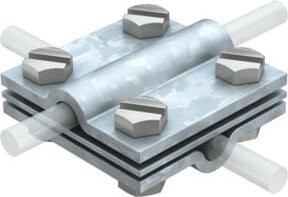 OBO Bettermann Kreuzverbinder 252 8-10 FT aus verzinktem Stahl in Silber - Bild 1