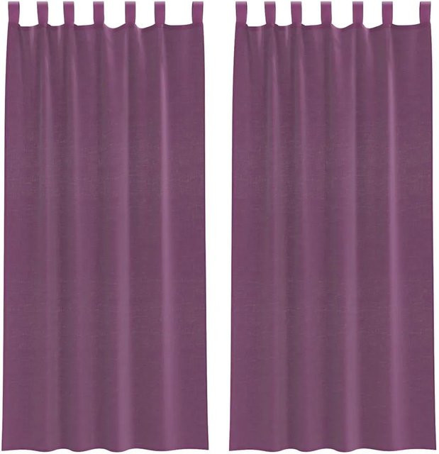 vidaXL Voile Vorhänge mit Schlaufen, 2 Stück, Lila, B: 140 cm, H: 245 cm - Bild 1