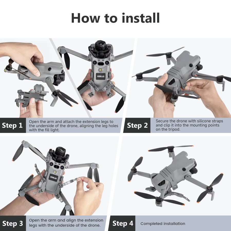 STARTRC Landegestell für DJI Mini 5 Pro Fly More Combo, faltbares Drohnenschutzsystem in Grau - Bild 4
