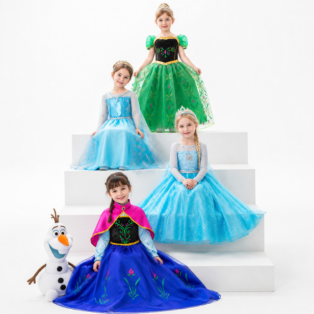 MUABABY Die Eiskönigin Elsa Anna Cosplay Schneekönigin-Kleid, Prinzessinnen-Kostüm, ab 2 Jahre - Bild 1