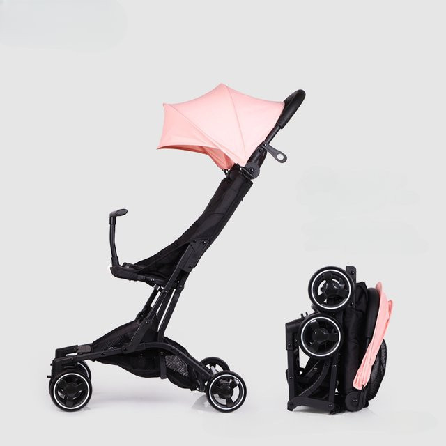 Tragbarer Klappkinderwagen von Warm house mit Sonnenverdeck in Grau oder Pink - Bild 1