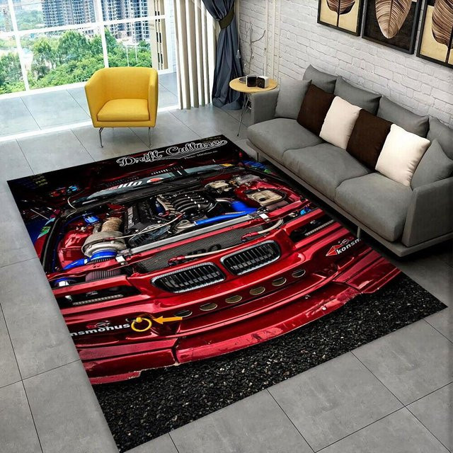LOUSIDREAM 3D E36 Rennwagen Motorrad Druckteppich rutschfest für Wohnzimmer und Kinderzimmer B/B: 100 x 150 cm - Bild 1