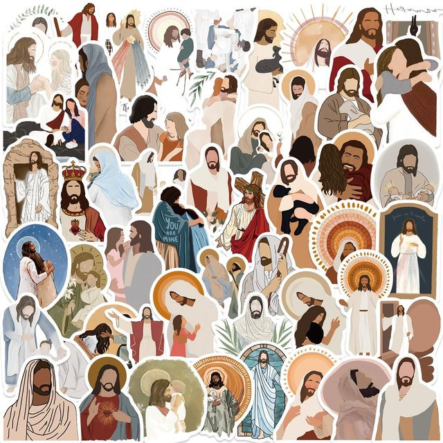 52 Stück Religion Scrapbook Sticker Set von Binchi Outdoor Product in Multicolour für DIY Tagebuch Laptop und Skateboard - Bild 1