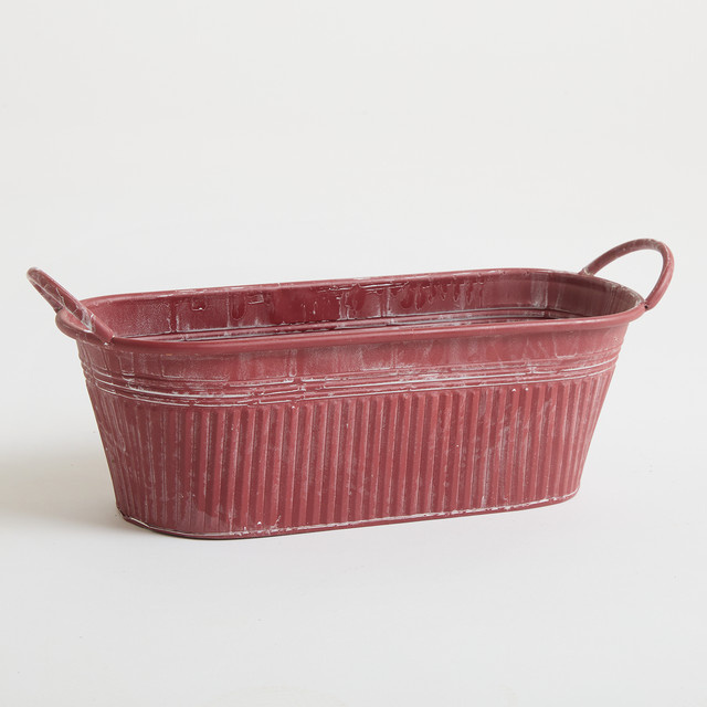 Zink Pflanzgefäß BLUME2000 Zinkeimer Antik Berry mit Längsrillen für Tabletop, Höhe: 14,0 cm, Durchmesser: 15,6 cm - Bild 1