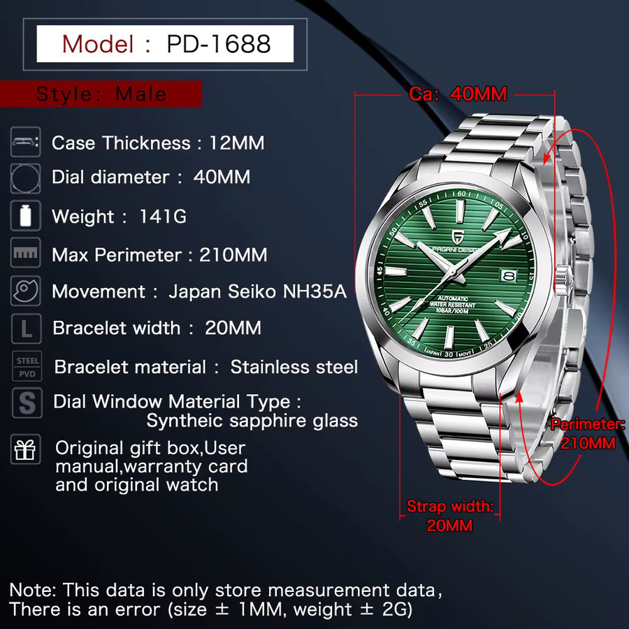 PAGANI DESIGN Armbanduhr, Mechanisch, Automatik, 40 mm, Herren - Bild 2