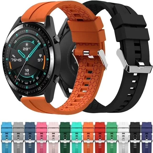 Uhrenarmband Silikon, Schwarz, 22 mm, 20 mm - Bild 1