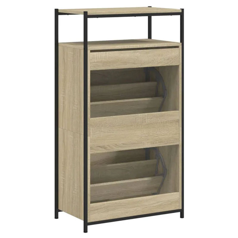 Vidaxl Schuhschrank aus Holzwerkstoff in Sonoma-Eiche mit Drehtüren, B/T/H: 60 x 34 x 112 cm - Bild 5