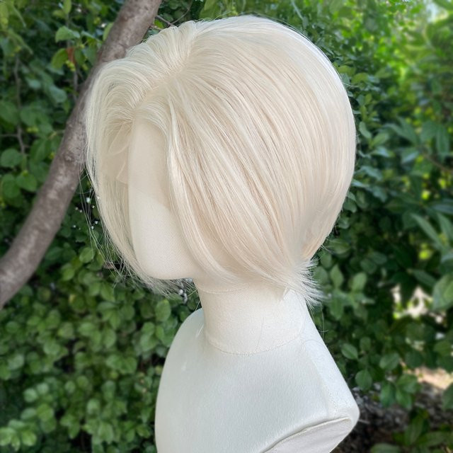 Star Trading Lace-Front-Perücke, platinblond, kurzer Bob, Synthetik, Unisex - Bild 1