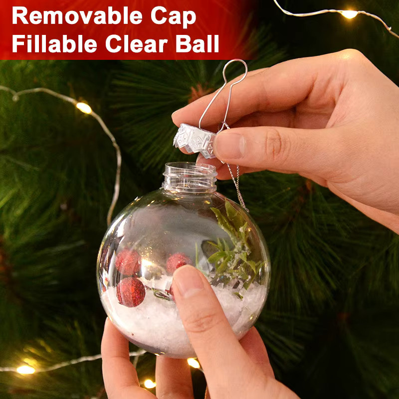 6 Stück ZQNYCY Weihnachtskugeln transparent, befüllbare Weihnachtsbaum Ornamente aus Kunststoff für Weihnachten und Neujahr - Bild 4