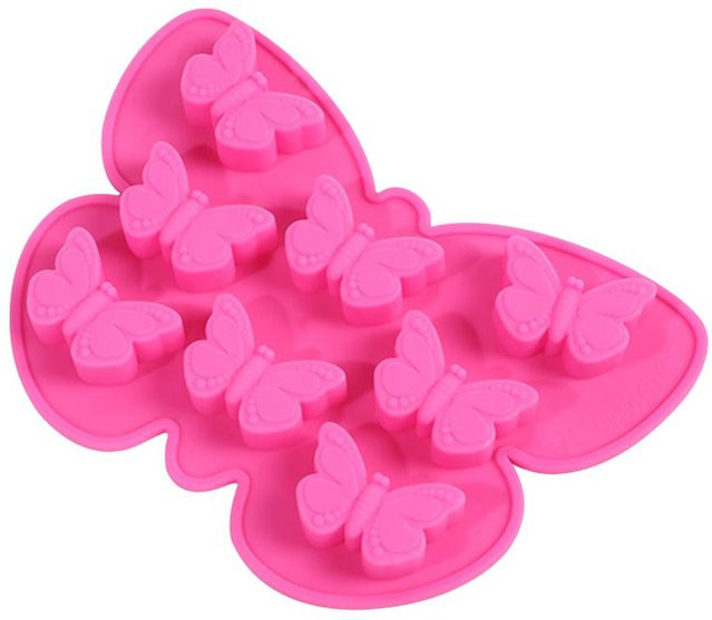 CosyHome Schmetterling Backform aus Silikon in Pink, Antihaft beschichtete Kuchenform für Schokolade und Süßigkeiten sowie Eiswürfelbehälter - Bild 1