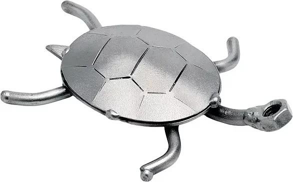 Hinz und Kunst Metallfigur Schildkröte in Silber als geometrische Tischdekoration - Bild 1