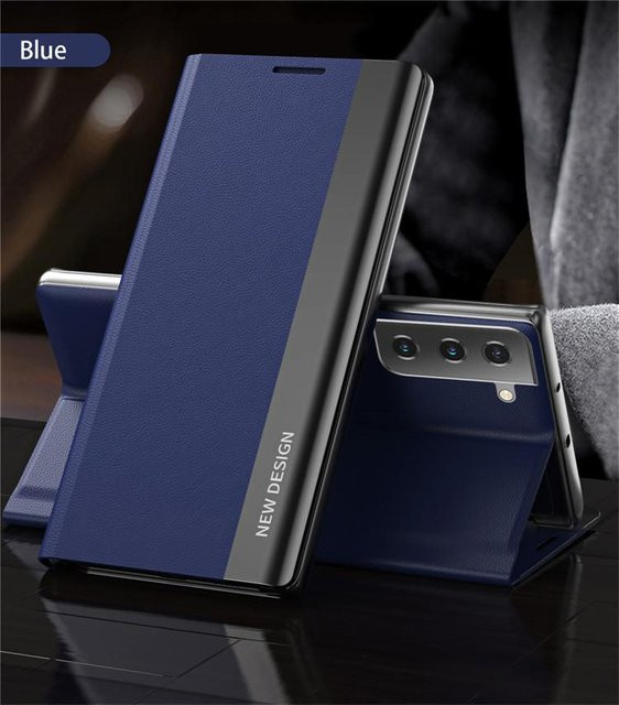 Magnetische Lederbeschichtung Handyhülle mit Ständer und Klappschutz für Samsung Galaxy S26 Ultra S25 Ultra S24 Plus S23 S22 S21 S20 FE Note 20 in Blau - Bild 1