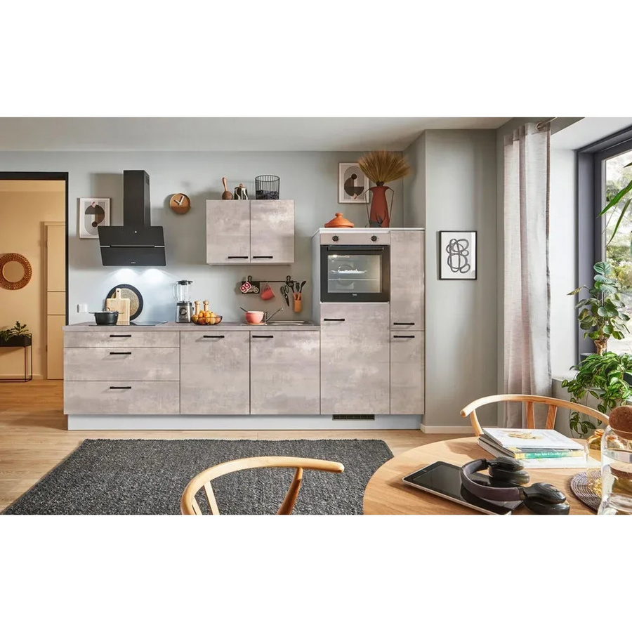 pino Küchenzeile Beton Art Perlgrau mit 1 Geräte- und 1 Seitenschrank, Anschlag rechts - Bild 2