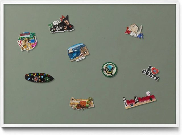 Tulup Magnettafel aus Metall für Souvenirs, Olivfarben und Weiß, B: 100 cm, H: 70 cm - Bild 1