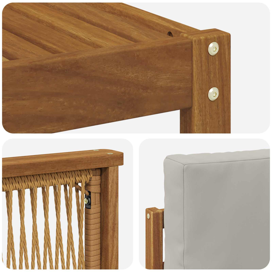 vidaXL Outdoor-Sofagarnitur 5-teilig aus Akazienholz und Polyester in Natur und Hellgrau - Bild 4