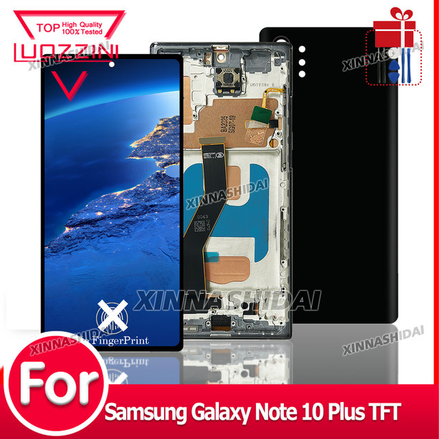 uozzini LCD Display Touchscreen mit Rahmen für Samsung Galaxy Note 10 Plus Ersatzteil in Schwarz oder Silber - Bild 1